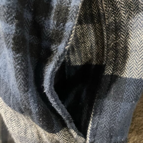 H&M Shirt Womens Large Shacket Oversized Herringbone-Weave Blue Plaid Pockets - Picture 5 of 7